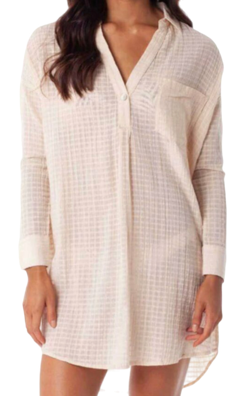 NEW RHYTHM PEACH MALI LONG SLEEVE TOP SHIRT SWIM COVER UP OVERSWIM SZ SMALL